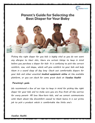Parent’s Guide For Selecting The Best Diaper For Your Baby