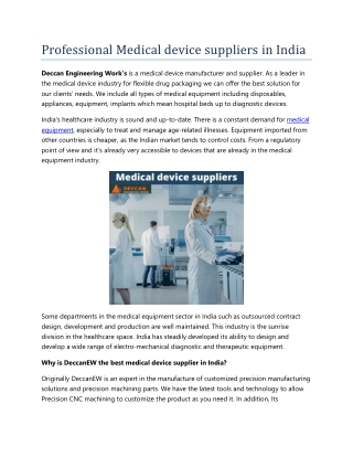 Professional Medical device suppliers in India