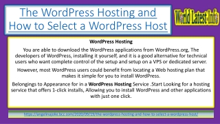 The WordPress Hosting and How to Select a WordPress Host
