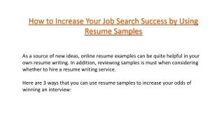 How to Increase Your Job Search Success by Using Resume Samples