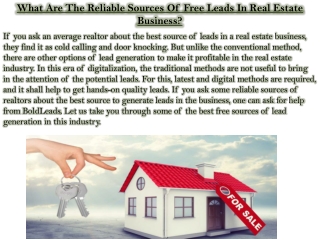 What Are The Reliable Sources Of Free Leads In Real Estate Business?