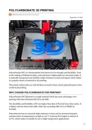 POLYCARBONATE 3D PRINTING