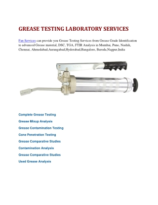 Grease Testing Lab,Corrosion,Humidity Testing Mumbai, Pune, Nashik, India
