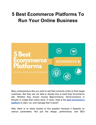 5 Best Ecommerce Platforms To Run Your Online Business