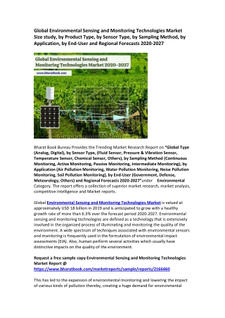 Global Environmental Sensing and Monitoring Technologies Market and Regional Forecasts 2020-2027