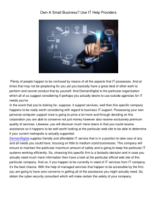 Own A Smal lBusiness Use IT Help Providers