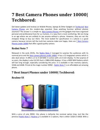7 Best Camera Phones under 10000| Techbored: