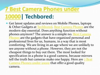 7 Best Camera Phones under 10000| Techbored: