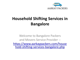 Household House Shifting Services Bangalore