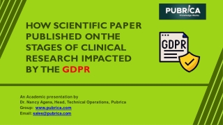 How scientific paper published on the stages of clinical research impacted by the GDPR – Pubrica