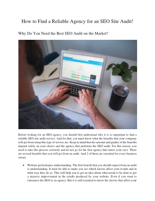 How to Find a Reliable Agency for an SEO Site Audit!
