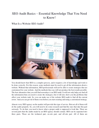 SEO Audit Basics – Essential Knowledge That You Need to Know!
