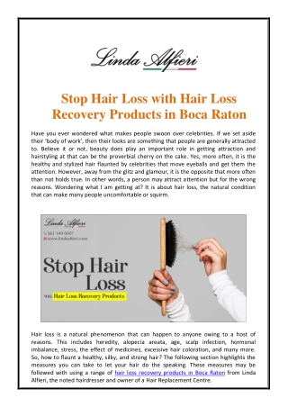 Stop Hair Loss with Hair Loss Recovery Products in Boca Raton