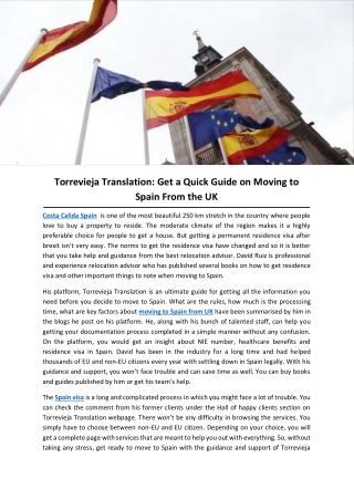 Torrevieja Translation: Get a Quick Guide on Moving to Spain From the UK