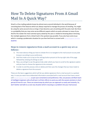 How To Delete Signatures From A Gmail  Mail In A Quick Way?