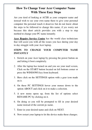 How To Change Your Acer Computer Name With These Easy Steps