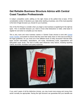 Get Reliable Business Structure Advice with Central Coast Taxation Professionals
