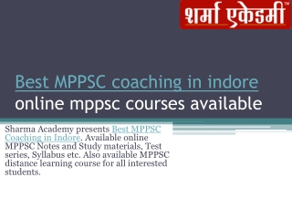 Best MPPSC Coaching in Indore