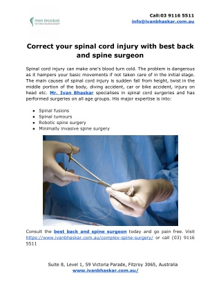 Correct your spinal cord injury with best back and spine surgeon