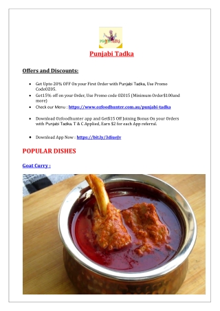 20% Off - Punjabi Tadka Menu - Indian Takeaway Salisbury, SA