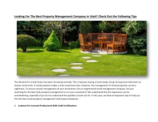 Looking For The Best Property Management Company in Utah? Check Out the Following Tips