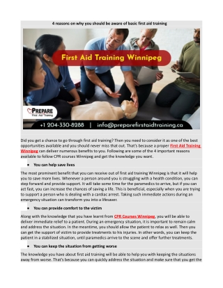 4 reasons on why you should be aware of basic first aid training