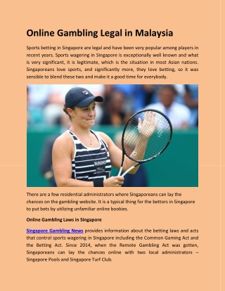 Online Gambling Legal in Malaysia