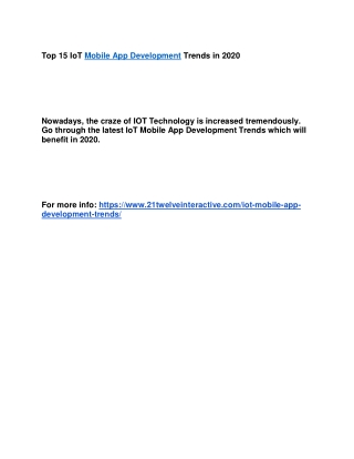 Top 15 IoT Mobile App Development Trends in 2020