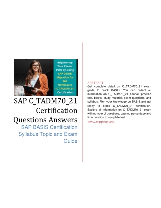 SAP C_TADM70_21 Certification Questions Answers [PDF]