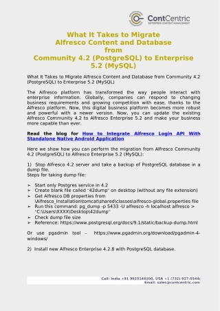 What It Takes to Migrate Alfresco Content and Database from Community 4.2 (PostgreSQL) to Enterprise 5.2 (MySQL)