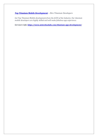 Top Titanium Mobile Development – Hire Titanium Developers