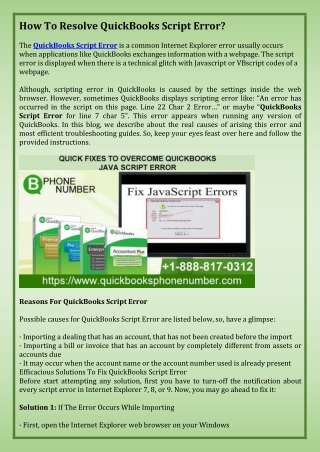 How To Resolve QuickBooks Script Error?