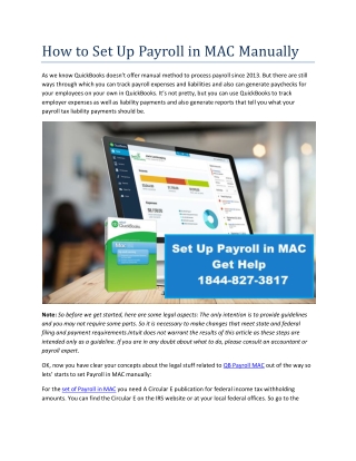 How to Set Up Payroll in MAC Manually