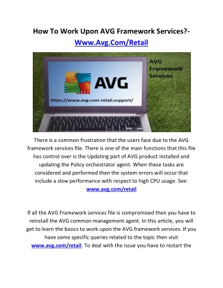 How To Work Upon AVG Framework Services?- Www.Avg.Com/Retail