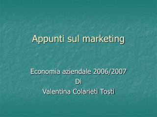 Appunti sul marketing