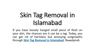 Skin Tag Removal in Islamabad