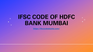 IFSC CODE OF HDFC BANK MUMBAI