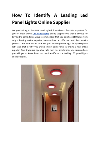 How To Identify A Leading Led Panel Lights Online Supplier