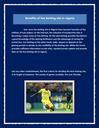 Benefits of live betting site in nigeria