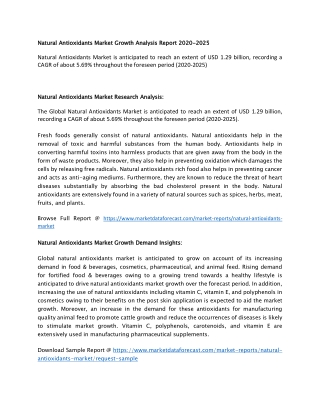 Natural Antioxidants Market Trends Analysis 2020-2025