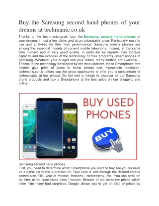 Buy the Samsung second hand phones of your dreams at techmanic.co.uk