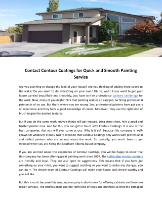 Contact Contour Coatings for Quick and Smooth Painting Service