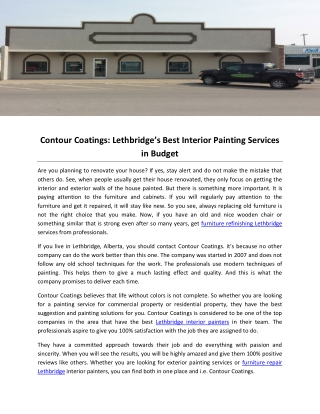 Contour Coatings- Lethbridge’s Best Interior Painting Services in Budget