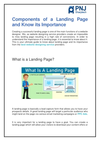 Components of a Landing Page and Know its Importance