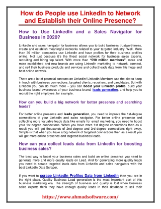 How do people use LinkedIn to network and establish their online presence