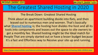 The Greatest Shared Hosting in 2020