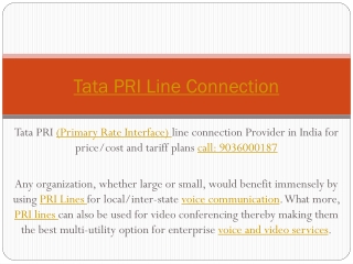 Tata New PRI Line Connection | Call: 9036000187 | Bangalore-Chennai-India