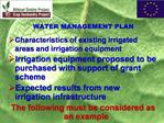 WATER MANAGEMENT PLAN