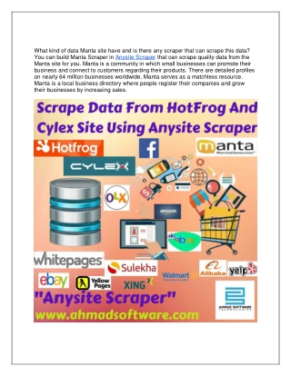 Scrape data from HotFrog and Cylex site using Anysite Scraper
