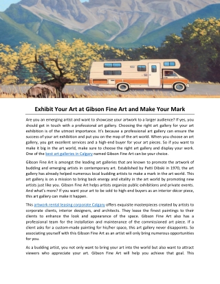 Exhibit Your Art at Gibson Fine Art and Make Your Mark